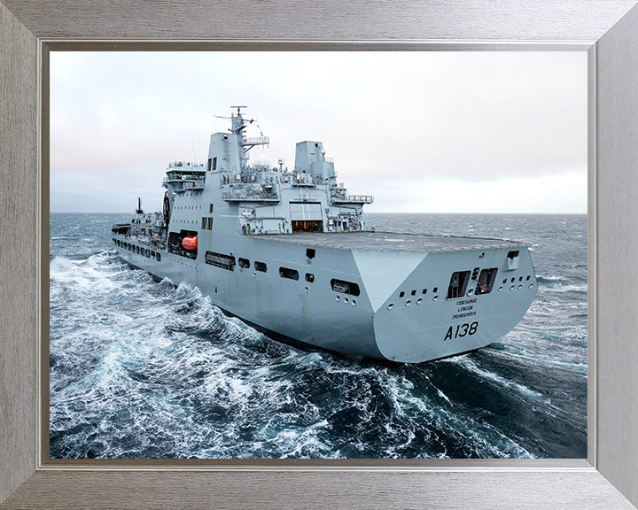 RFA Tidesurge (A138) Photo Print - Port Quarter View - Royal Fleet Auxiliary Tide class Tanker Hampshire Prints 10 x 8 Silver Frame No