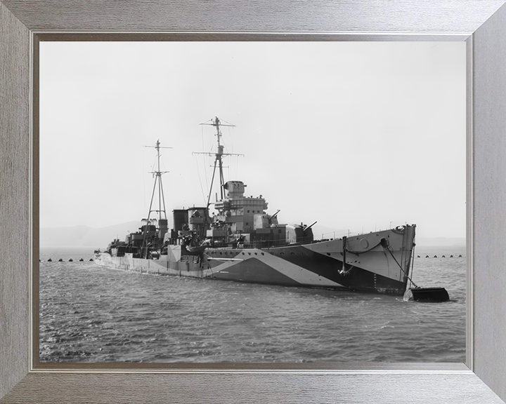 HMS Delhi (D47) Photo Print - At A Buoy 1942 - Royal Navy Danae Class Cruiser Hampshire Prints 10 x 8 Silver Frame No