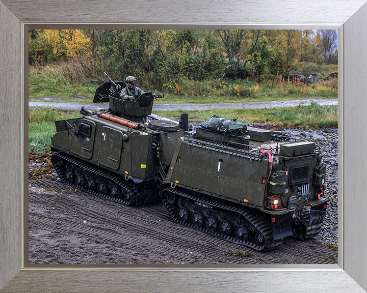 Royal Marines Commandos on a Viking All Terrain Vehicle Photo Print - CLR Armoured Support Hampshire Prints 10 x 8 Silver Frame No