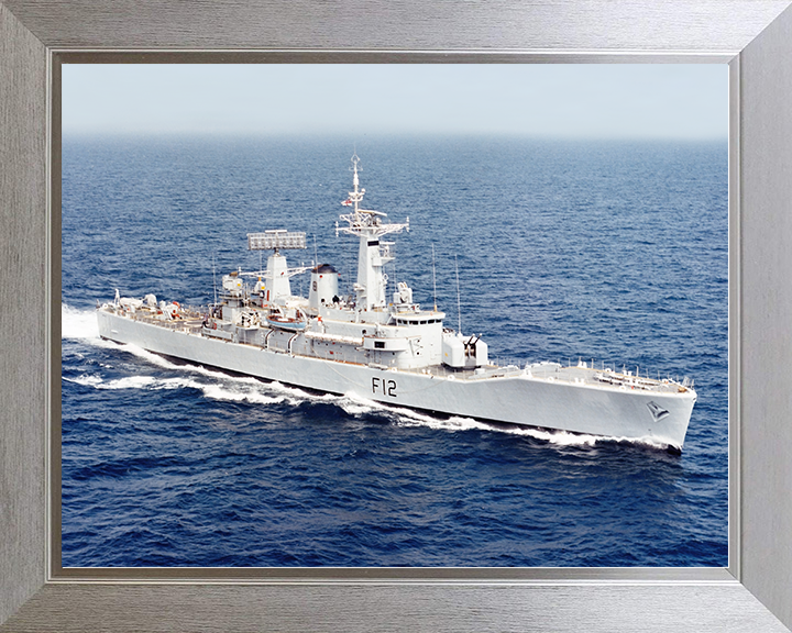 HMS Achilles (F12) Royal Navy Leander Class Frigate Photo Print Starboard Bow View Warship Wall Art Posters, Prints, & Visual Artwork Hampshire Prints 10 x 8 Silver Frame No