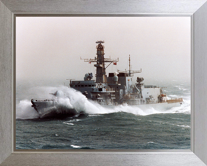 HMS Somerset (F82) Photo Print - In Rough Sea 2003 - Royal Navy Type 23 Frigate Posters, Prints, & Visual Artwork Hampshire Prints 10 x 8 Silver Frame No