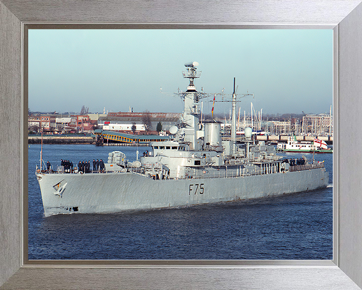 HMS Charybdis (F75) Royal Navy Leander Class Frigate Leaving Portsmouth Photo Print Wall Art Decor Posters, Prints, & Visual Artwork Hampshire Prints 10 x 8 Silver Frame No