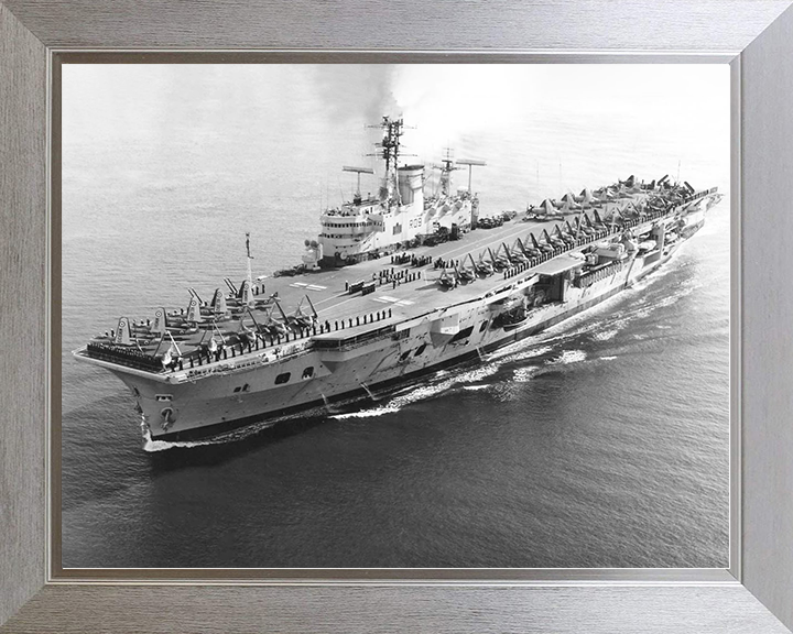 HMS Ark Royal (R09) Royal Navy Audacious Class Aircraft Carrier High Port Bow View Photo Print Wall Art Decor Posters, Prints, & Visual Artwork Hampshire Prints 10 x 8 Silver Frame No