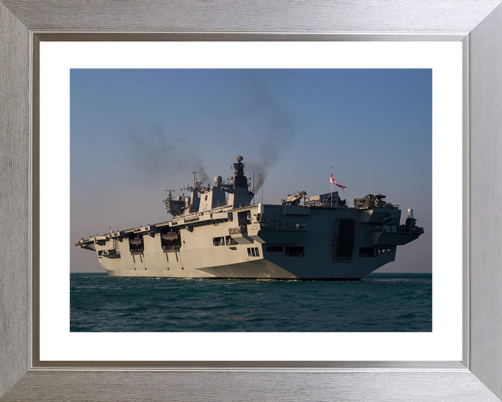 HMS Ocean (L12) Photo Print - At Sea 2016 - Royal Navy Landing Platform Helicopter Hampshire Prints 10 x 8 Silver Frame Yes