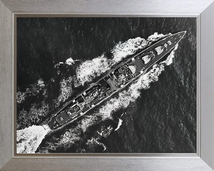 HMS Barrosa (D68) Royal Navy Battle Class Destroyer From Above Photo Print Wall Art Decor Posters, Prints, & Visual Artwork Hampshire Prints 10 x 8 Silver Frame No
