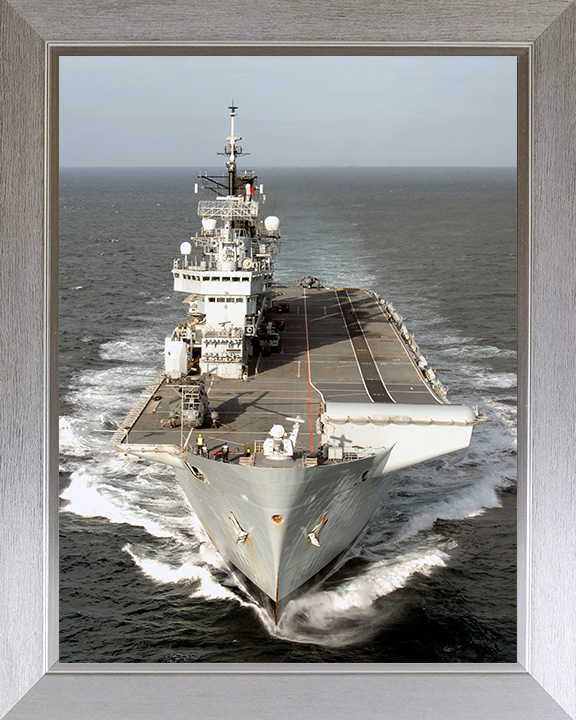 HMS Illustrious (R06) Photo Print - Joint Warrior 2008 - Royal Navy Invincible Class Aircraft Carrier Hampshire Prints 10 x 8 Silver Frame No