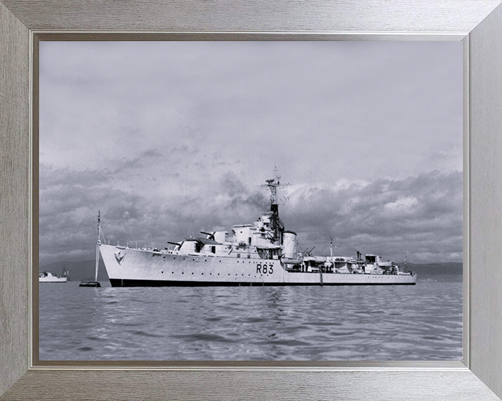 HMS Ulster (R83) - At a Buoy 1946 - Royal Navy U Type Destroyer Photo Print Wall Art Naval Decor UK Posters, Prints, & Visual Artwork Hampshire Prints 10 x 8 Silver Frame No