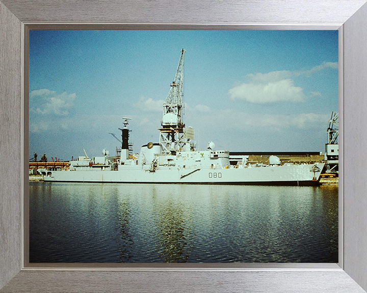 HMS Sheffield (D80) Photo Print - Portsmouth 1980 - Royal Navy Type 42 Destroyer Posters, Prints, & Visual Artwork Hampshire Prints 10 x 8 Silver Frame No