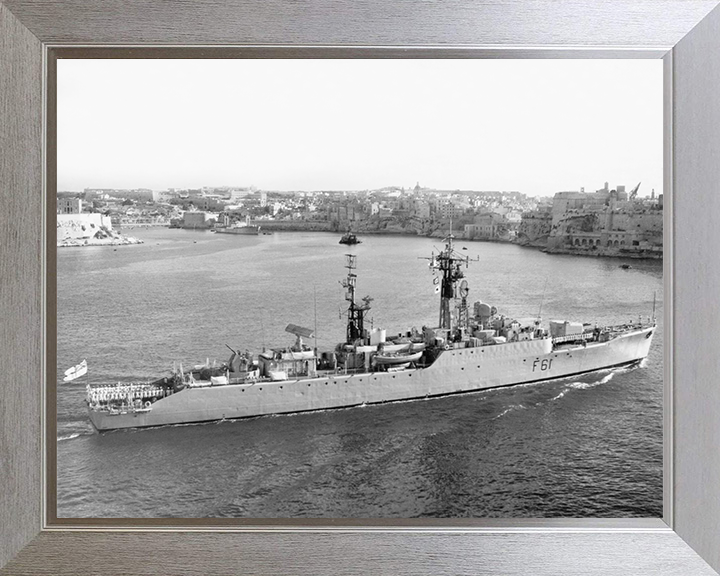 HMS Llandaff (F61) - Valletta 1961 - Royal Navy Salisbury Class Frigate Photo Print Wall Art Naval Decor UK Posters, Prints, & Visual Artwork Hampshire Prints 10 x 8 Silver Frame No