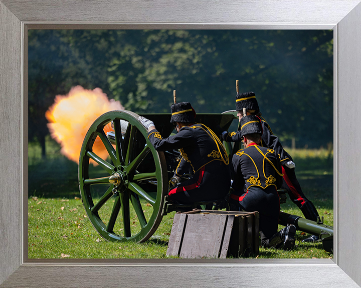 King’s Troop Royal Horse Artillery fire a Gun Salute Photo Print - British Army Hampshire Prints 10 x 8 Silver Frame No