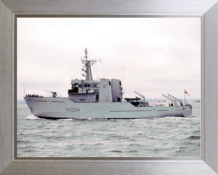 HMS Carron (M2004) Royal Navy River Class Minesweeper Port Side View Photo Print Wall Art Decor Posters, Prints, & Visual Artwork Hampshire Prints 10 x 8 Silver Frame No