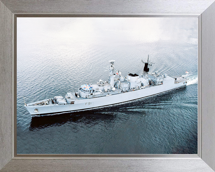 HMS Brazen (F91) Royal Navy Type 22 Frigate High Port Side View Photo Print Wall Art Decor Posters, Prints, & Visual Artwork Hampshire Prints 10 x 8 Silver Frame No