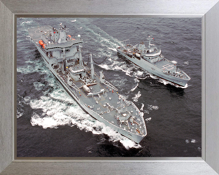 RFA Wave Knight (A389) Photo Print - RAS With HMS Echo 2003 - Royal Fleet Auxiliary Wave Class Tanker Posters, Prints, & Visual Artwork Hampshire Prints 10 x 8 Silver Frame No