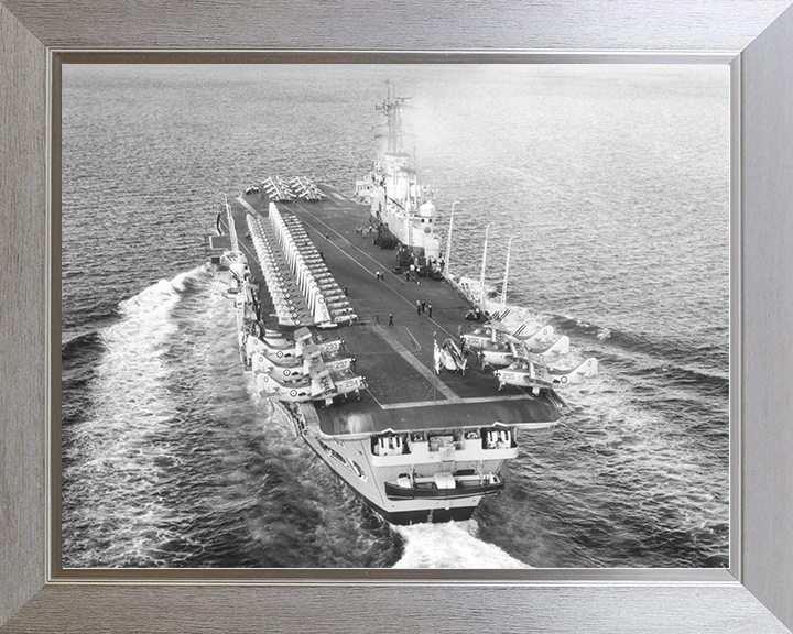 HMS Ark Royal (R09) Royal Navy Audacious Class Aircraft Carrier Full Flight Deck Photo Print Wall Art Decor Posters, Prints, & Visual Artwork Hampshire Prints 10 x 8 Silver Frame No