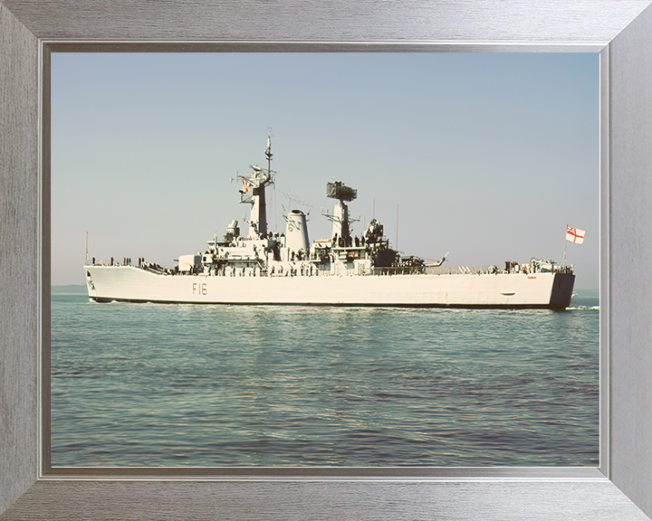 HMS Diomede (F16) Royal Navy Leander Class Frigate Leaving Portsmouth Photo Print Wall Art Decor Posters, Prints, & Visual Artwork Hampshire Prints 10 x 8 Silver Frame No