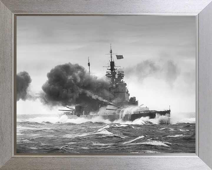 HMS Duke of York (17) Photo Print - Broadside 1943 - Royal Navy King George V Class Battleship Posters, Prints, & Visual Artwork Hampshire Prints 10 x 8 Silver Frame No