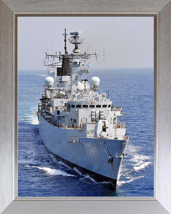 HMS Cumberland (F85) Royal Navy Type 22 Frigate At Sea Portrait Photo Print Wall Art Decor Posters, Prints, & Visual Artwork Hampshire Prints 10 x 8 Silver Frame No