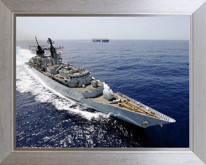 HMS Chatham (F87) Royal Navy Type 22 Frigate From Above Photo Print Wall Art Decor Posters, Prints, & Visual Artwork Hampshire Prints 10 x 8 Silver Frame No