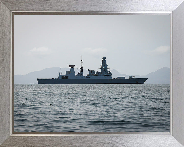 HMS Defender (D36) Photo Print - Starboard Beam View - Royal Navy Type 45 Destroyer Hampshire Prints 10 x 8 Silver Frame No