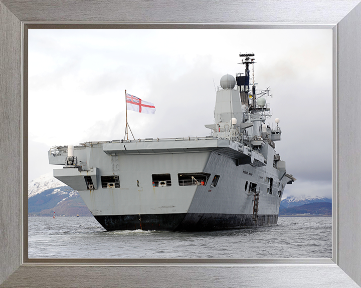 HMS Ark Royal (R07) Royal Navy Invincible Class Aircraft Carrier Stern View 2009 Photo Print Wall Art Decor Posters, Prints, & Visual Artwork Hampshire Prints 10 x 8 Silver Frame No