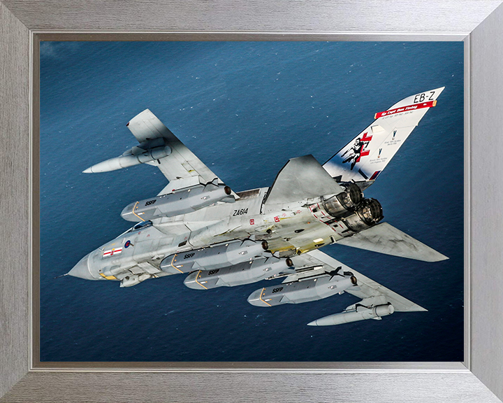 RAF Tornado GR4 of 41 Sqaudron in flight Photo Print - Royal Air Force Aircraft Hampshire Prints 10 x 8 Silver Frame No