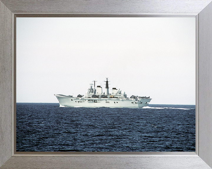 HMS Ark Royal (R07) Photo Print - At Sea 1986 - Royal Navy Invincible Class Aircraft Carrier Hampshire Prints 10 x 8 Silver Frame No