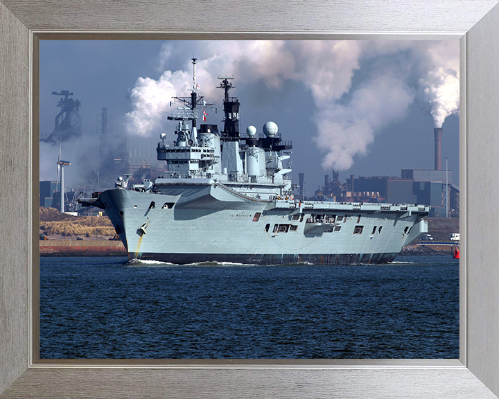 HMS Illustrious (R06) Photo Print - Amsterdam 2009 - Royal Navy Invincible Class Aircraft Carrier Hampshire Prints 10 x 8 Silver Frame No