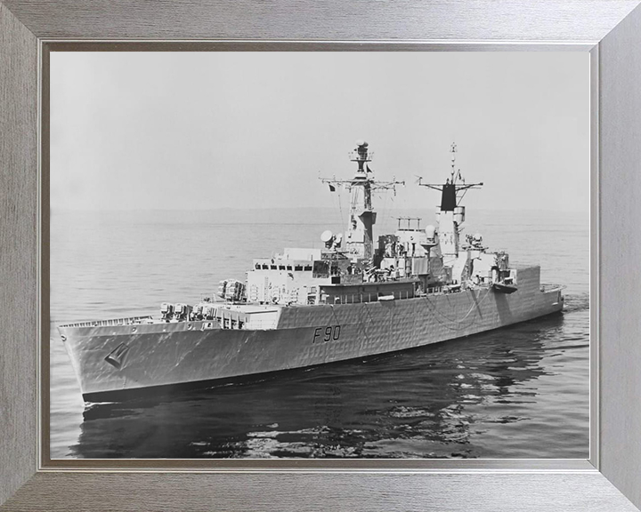 HMS Brilliant (F90) Royal Navy Type 22 Frigate On Calm Sea Photo Print Wall Art Decor Posters, Prints, & Visual Artwork Hampshire Prints 10 x 8 Silver Frame No