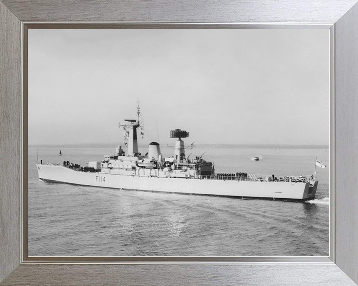 HMS Ajax (F114) Royal Navy Leander Class Frigate Photo Print Warship Wall Art Posters, Prints, & Visual Artwork Hampshire Prints 10 x 8 Silver Frame No