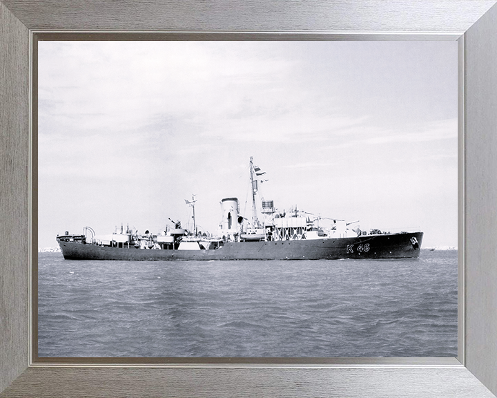 HMS La Malouine (K46) Photo Print - At Sea 1944 - Royal Navy Flower Class Corvette Posters, Prints, & Visual Artwork Hampshire Prints 10 x 8 Silver Frame No