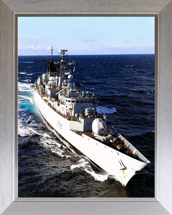 HMS Chatham (F87) Royal Navy Type 22 Frigate High Bow View Photo Print Wall Art Decor Posters, Prints, & Visual Artwork Hampshire Prints 10 x 8 Silver Frame No