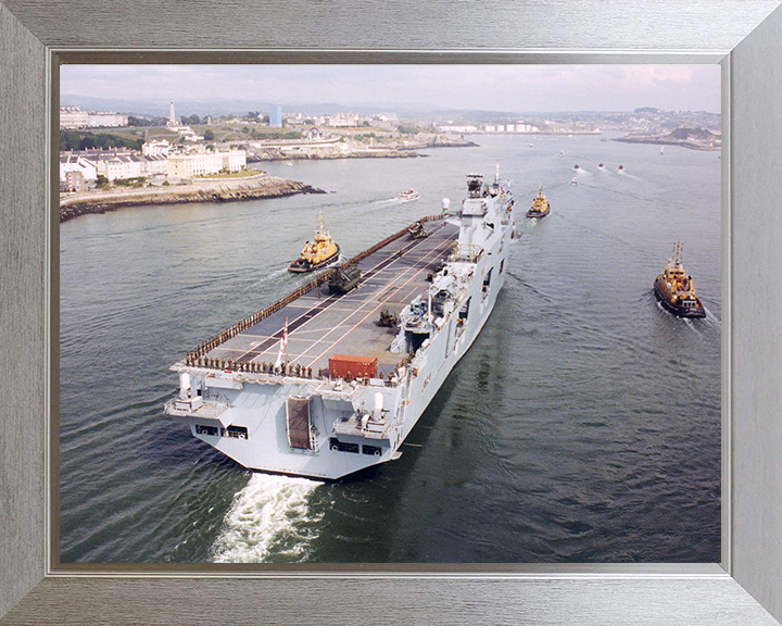HMS Ocean (L12) Photo Print - Departs Devonport 2001 - Royal Navy Landing Platform Helicopter