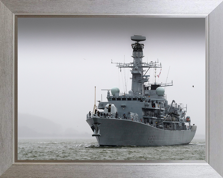 HMS Argyll (F231) Photo Print - Sails After Refit 2017 - Royal Navy Type 23 Frigate Posters, Prints, & Visual Artwork Hampshire Prints 10 x 8 Silver Frame No