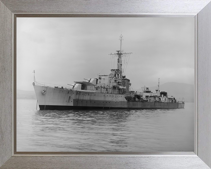 HMS Zenith (R95) Photo Print - At Anchor 1944 - Royal Navy Z Class Destroyer Hampshire Prints 10 x 8 Silver Frame No