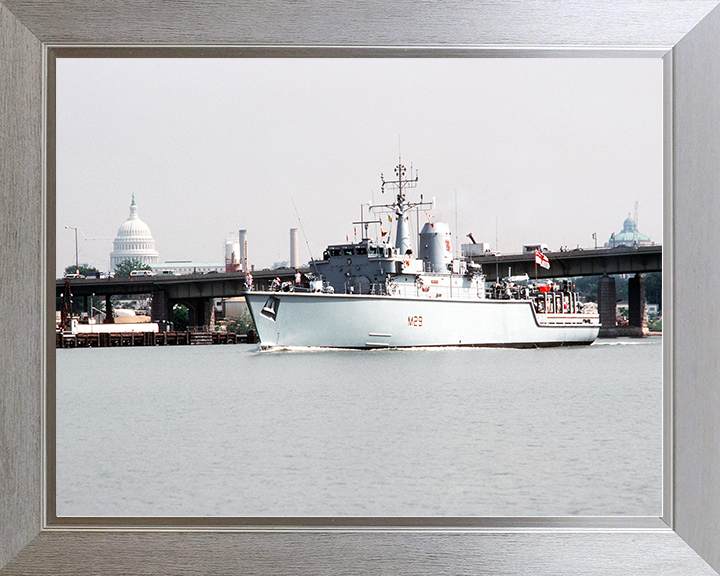 HMS Brecon (M29) Royal Navy Hunt Class Mine Warfare Vessel Washington DC Photo Print Wall Art Decor Posters, Prints, & Visual Artwork Hampshire Prints 10 x 8 Silver Frame No