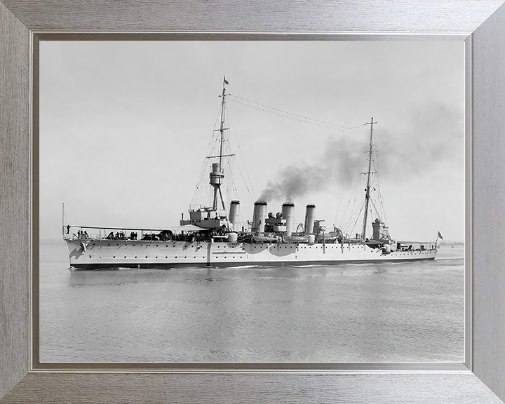 HMS Chatham (1911) Royal Navy Town Class light Cruiser Port Side View Photo Print Wall Art Decor Posters, Prints, & Visual Artwork Hampshire Prints 10 x 8 Silver Frame No