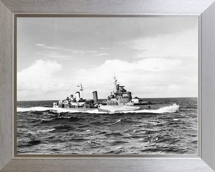 HMS Belfast (C35) Royal Navy Town Class Light Cruiser Starboard Beam View Photo Print Wall Art Decor Posters, Prints, & Visual Artwork Hampshire Prints 10 x 8 Silver Frame No