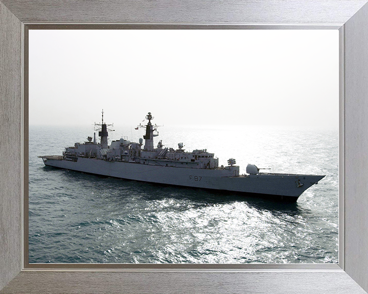 HMS Chatham (F87) Royal Navy Type 22 Frigate At Sunset Photo Print Wall Art Decor Posters, Prints, & Visual Artwork Hampshire Prints 10 x 8 Silver Frame No