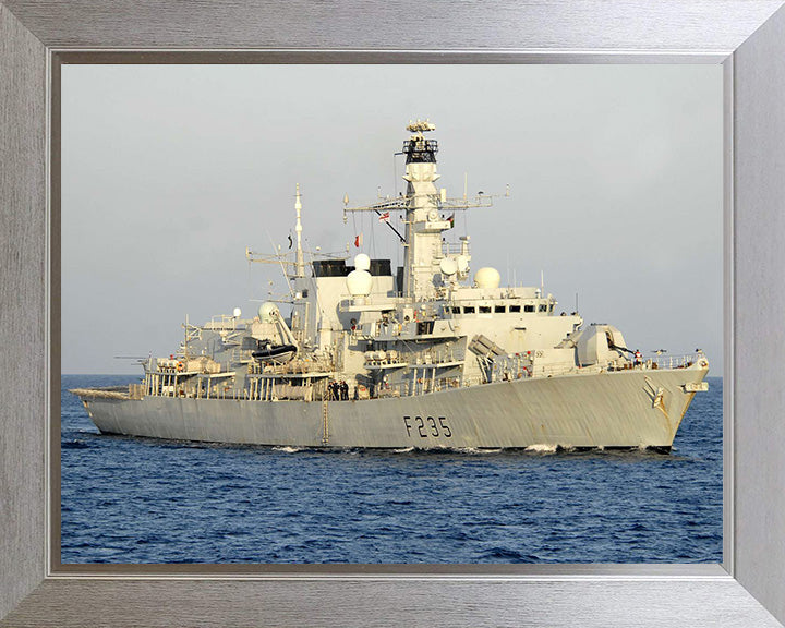 HMS Monmouth (F235) Photo Print - Starboard View - Royal Navy Type 23 Frigate Hampshire Prints 10 x 8 Silver Frame No