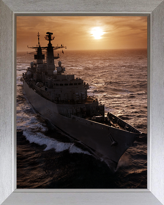 HMS Boxer (F92) Photo Print - Sunset At Sea 1997 - Royal Navy Type 22 Frigate Posters, Prints, & Visual Artwork Hampshire Prints 10 x 8 Silver Frame No