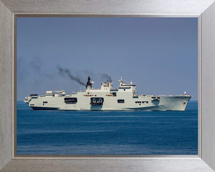 HMS Ocean (L12) Photo Print - Starboard View 2016 - Royal Navy Landing Platform Helicopter Hampshire Prints 10 x 8 Silver Frame No