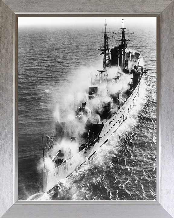 HMS Cumberland (57) Royal Navy County Class Cruiser Pre Wetting Photo Print Wall Art Decor Posters, Prints, & Visual Artwork Hampshire Prints 10 x 8 Silver Frame No