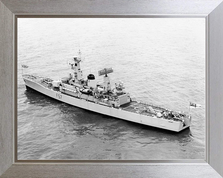 HMS Andromeda (F57) Royal Navy Leander Class Frigate From the Air Photo Print Wall Art Decor Posters, Prints, & Visual Artwork Hampshire Prints 10 x 8 Silver Frame No