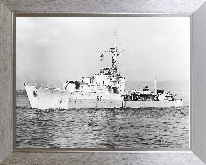 HMS Chevron (R51) Royal Navy C Class Destroyer Port Side View Photo Print Wall Art Decor Posters, Prints, & Visual Artwork Hampshire Prints 10 x 8 Silver Frame No