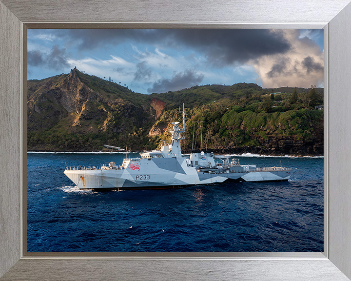 HMS Tamar (P233) Photo Print - South Pacific - Royal Navy River Class Patrol Vessel Hampshire Prints 10 x 8 Silver Frame No