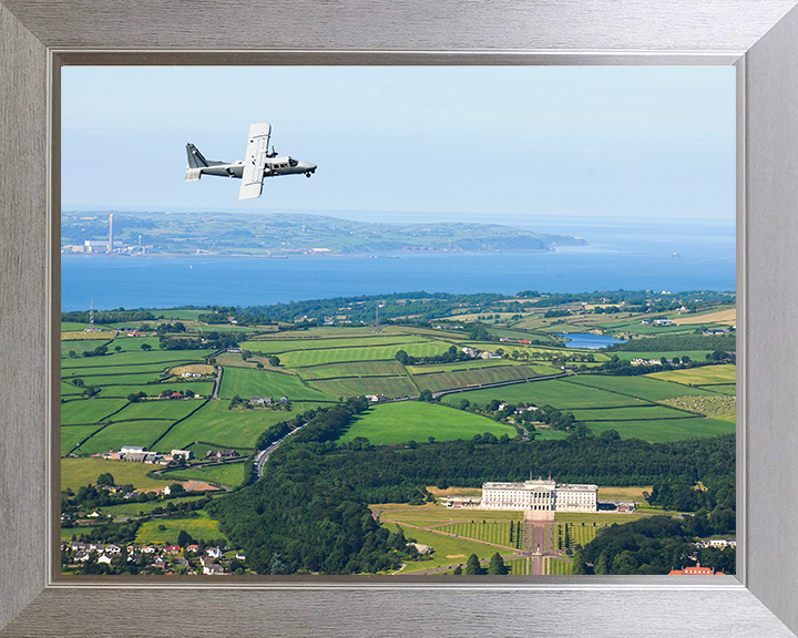 Army Air Corps BN-2T-4S Defender 4000 in flight Photo Print - British Army Hampshire Prints 10 x 8 Silver Frame No