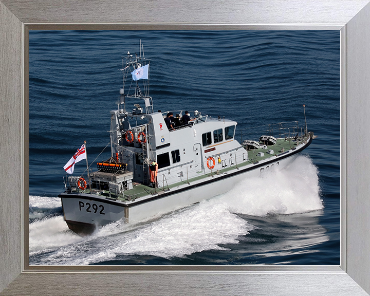 HMS Charger (P292) Royal Navy Archer Class P2000 Patrol Vessel Starboard Quarter View Photo Print Wall Art Decor Posters, Prints, & Visual Artwork Hampshire Prints 10 x 8 Silver Frame No