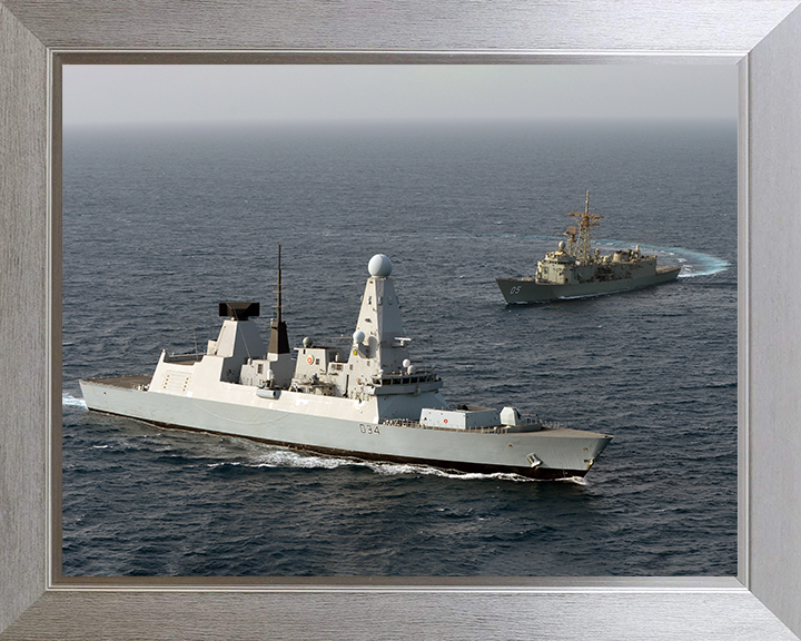 HMS Diamond (D34) Photo Print - HMAS Melbourne - Royal Navy Type 45 Destroyer Hampshire Prints 10 x 8 Silver Frame No
