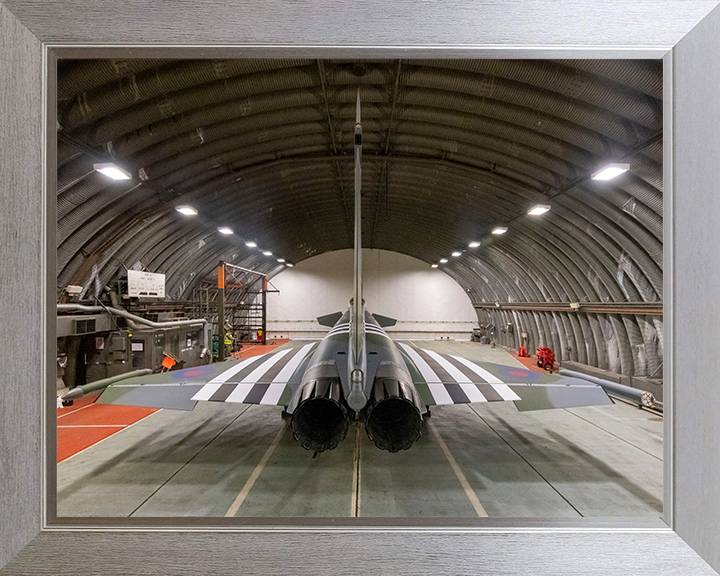 RAF Typhoon in a hanger Photo Print - Royal Air Force Aircraft Hampshire Prints 10 x 8 Silver Frame No