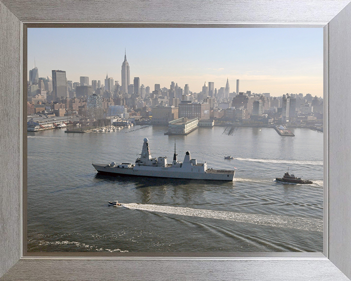 HMS Daring (D32) Royal Navy Type 45 Destroyer New York 2010 Photo Print Wall Art Decor Posters, Prints, & Visual Artwork Hampshire Prints 10 x 8 Silver Frame No